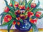 Tulpen in blauer Vase