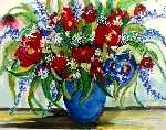 Frühlingsstrauß in blauer Vase